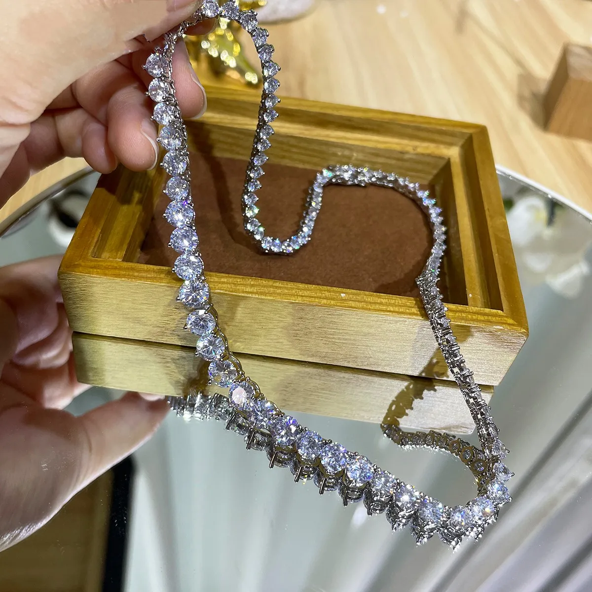 Crystal Choker Necklace - Designer de luxo 7MM Iced Out
