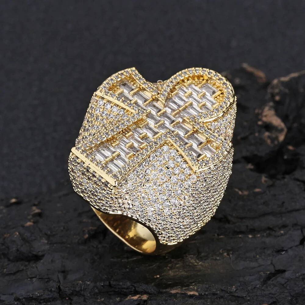 Vvs Jewelry Watches - Anel Masculino de Cruz em Ouro