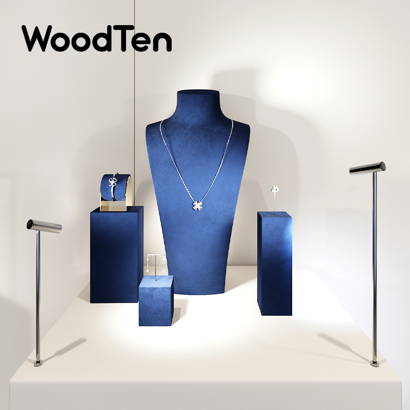 Jewelry Shop Watches - WoodTen-Premium Blue Jewelry Display Stand, Shop