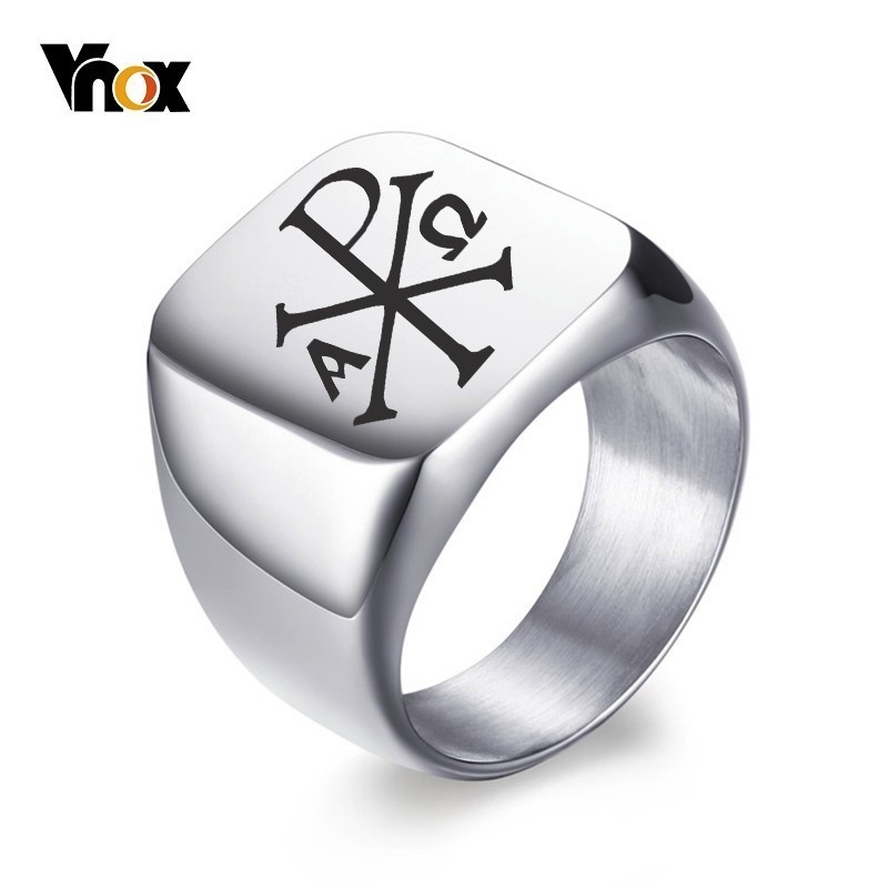 Mens Signet Ring - Vnox-anel de selo personalizado para homens,