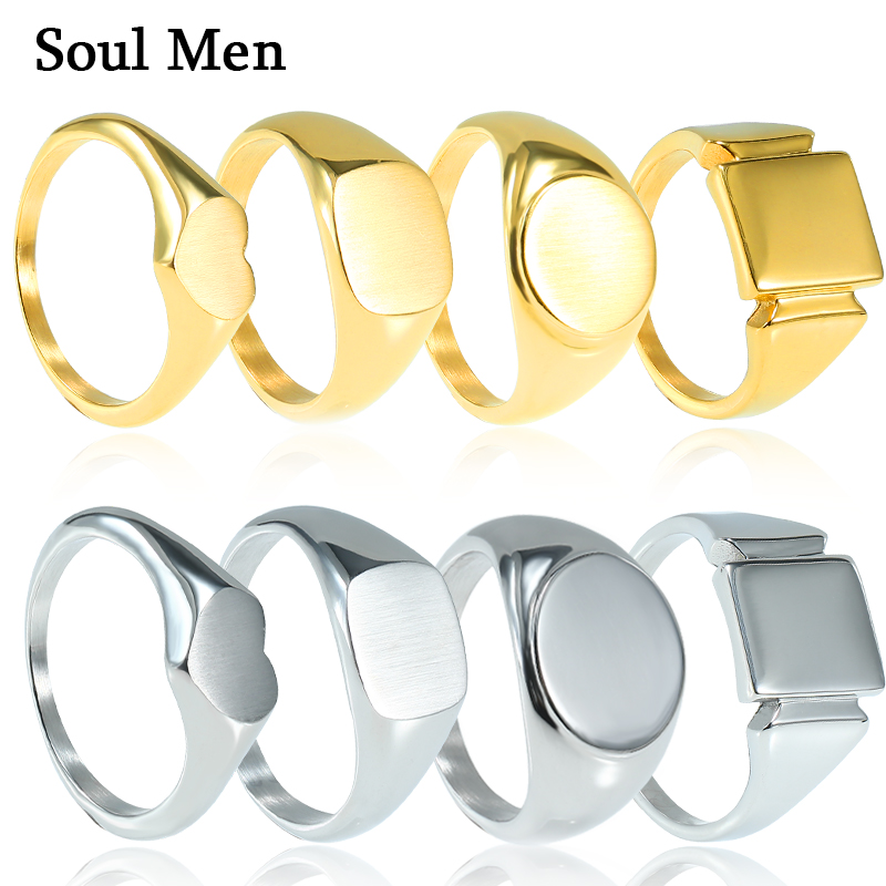Mens Signet Ring - Soul men anéis de aço titânio