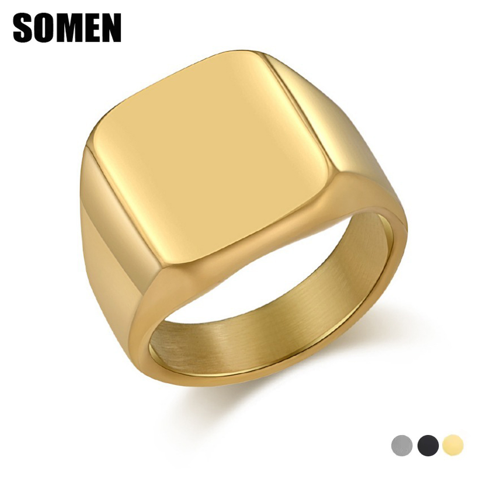 Mens Signet Ring - Somen sinete quadrado anel de carboneto