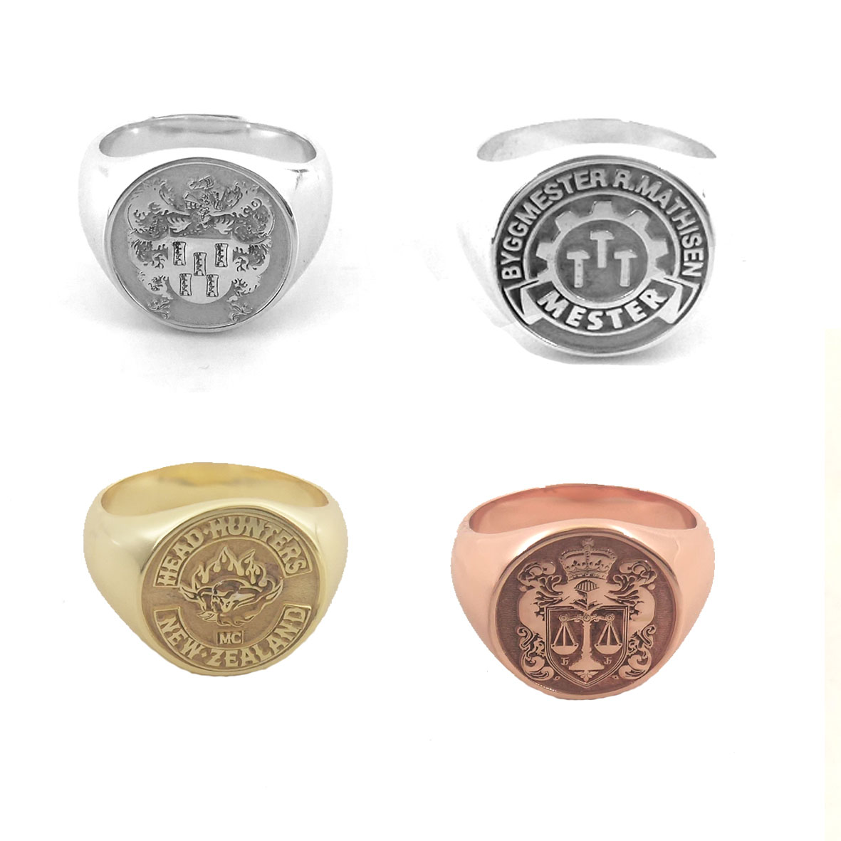 Anel superior redondo gravado  - Mens Signet Ring avaliação e preço