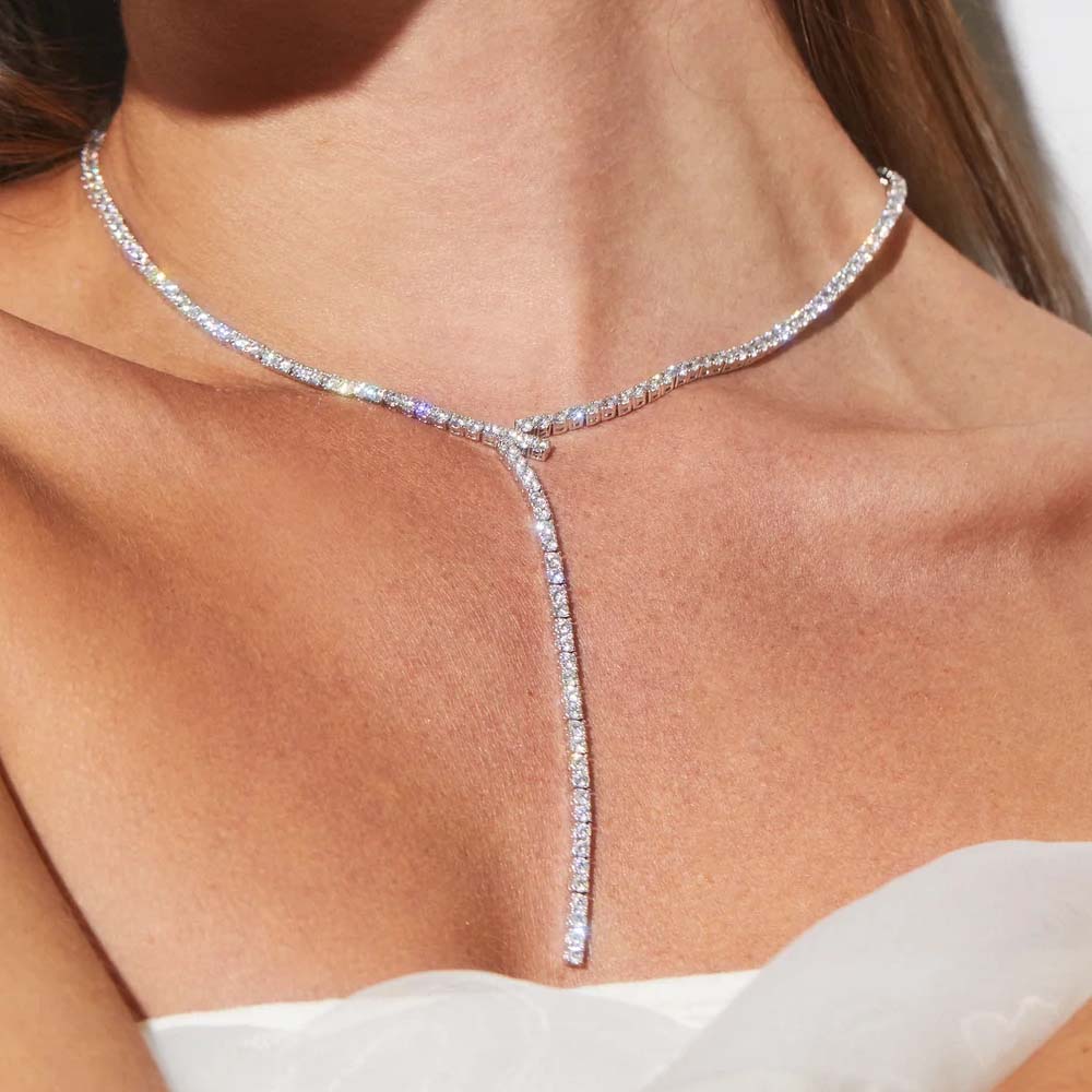 Stonenfans longo em forma de y - Crystal Choker Necklace avaliação e preço