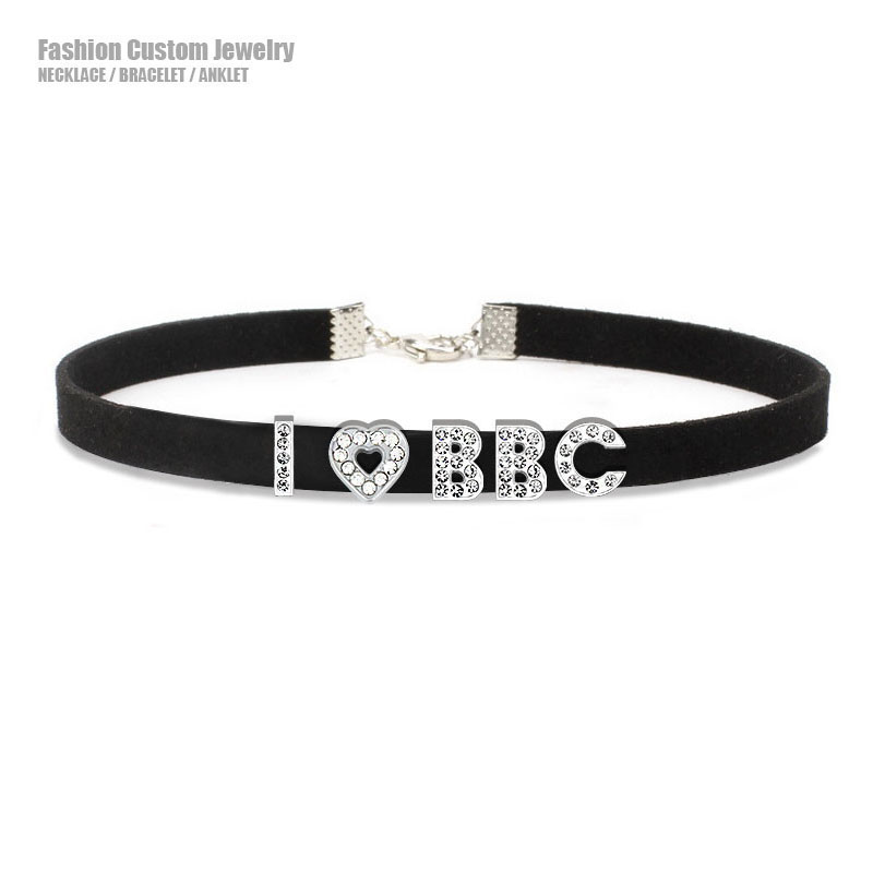 Goth sexy strass letras eu amo - Crystal Choker Necklace avaliação e preço
