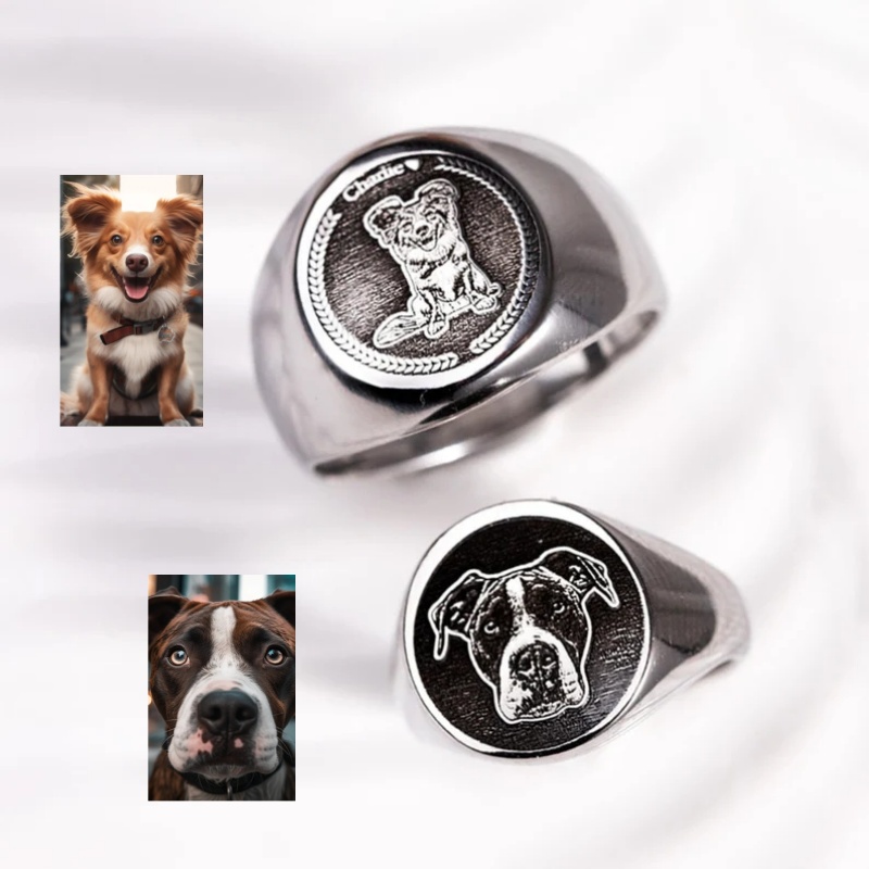 Anel de sinete com foto gravad - Mens Signet Ring avaliação e preço