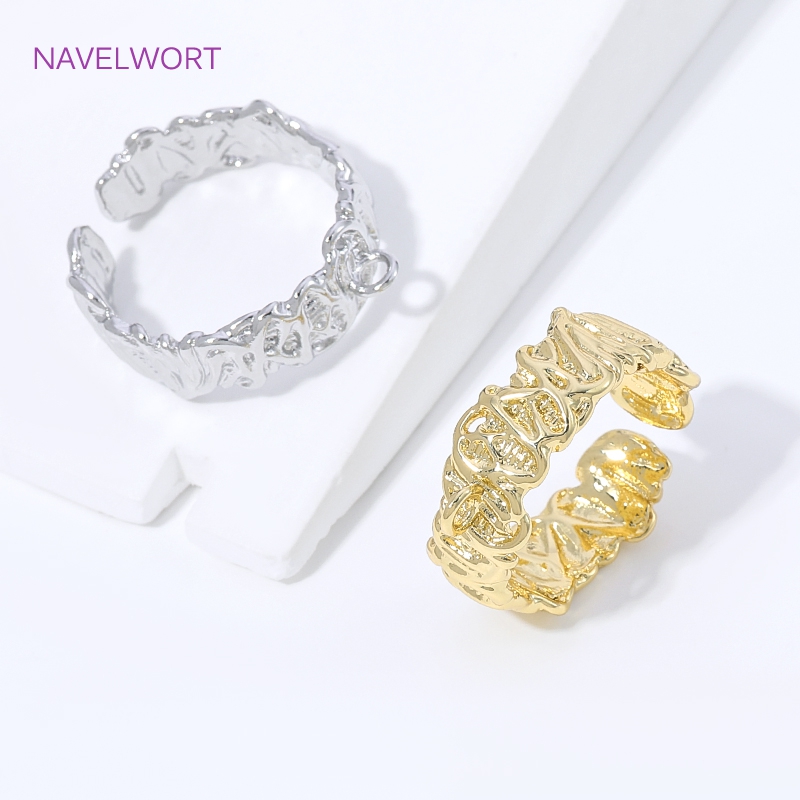 Anéis abertos com listras em l - Gold Plated Ring avaliação e preço