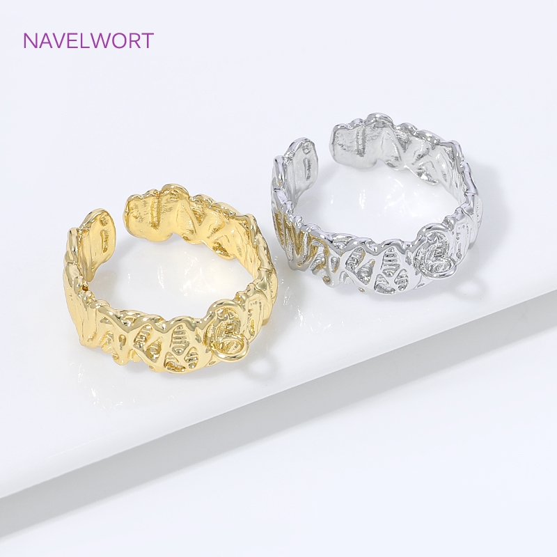 Anéis abertos com listras em l - Gold Plated Ring avaliação e preço