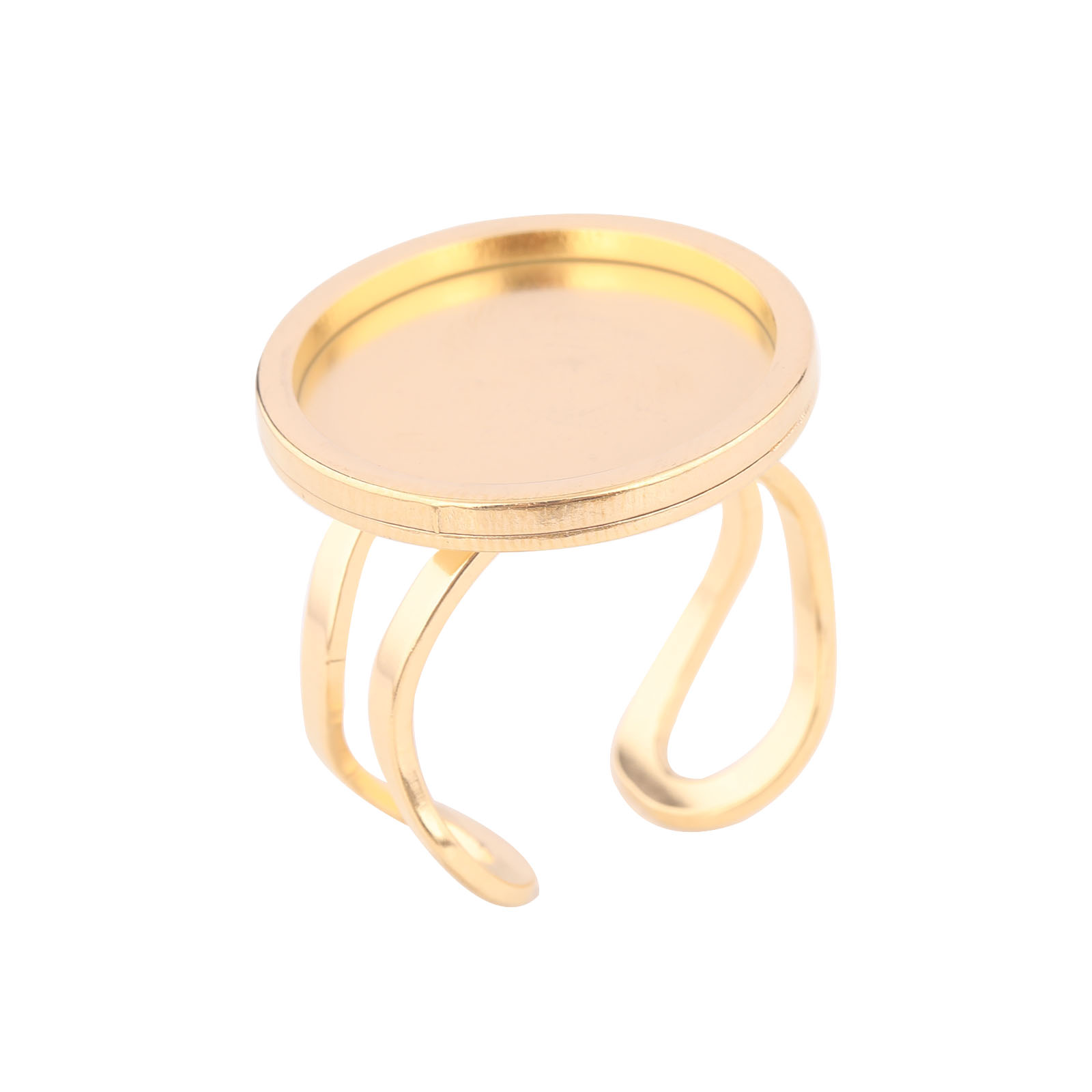 Anel cabochão redondo de 18mm, - Gold Plated Ring avaliação e preço