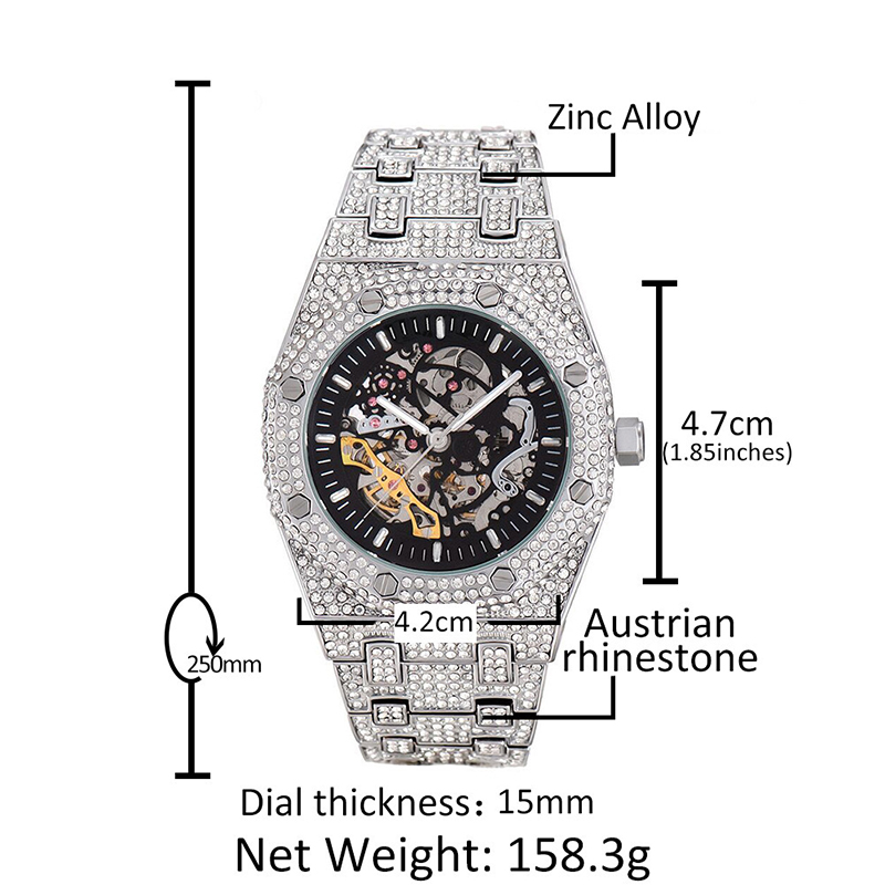 Hip hop bling gelado para fora - Jewelry Watches For Men avaliação e preço