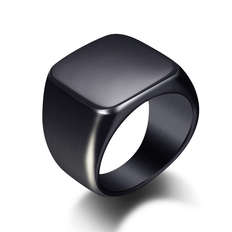 Moda masculina preto suave ané - Mens Signet Ring avaliação e preço