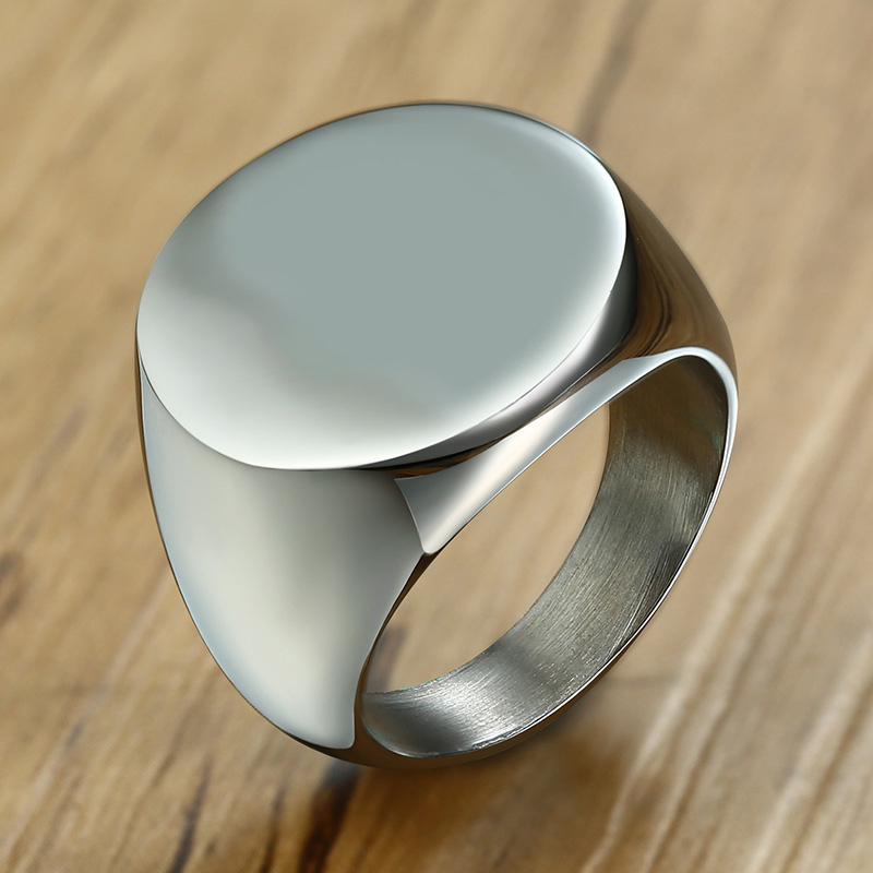 Vnox-Anéis de carimbo de aço i - Mens Signet Ring avaliação e preço